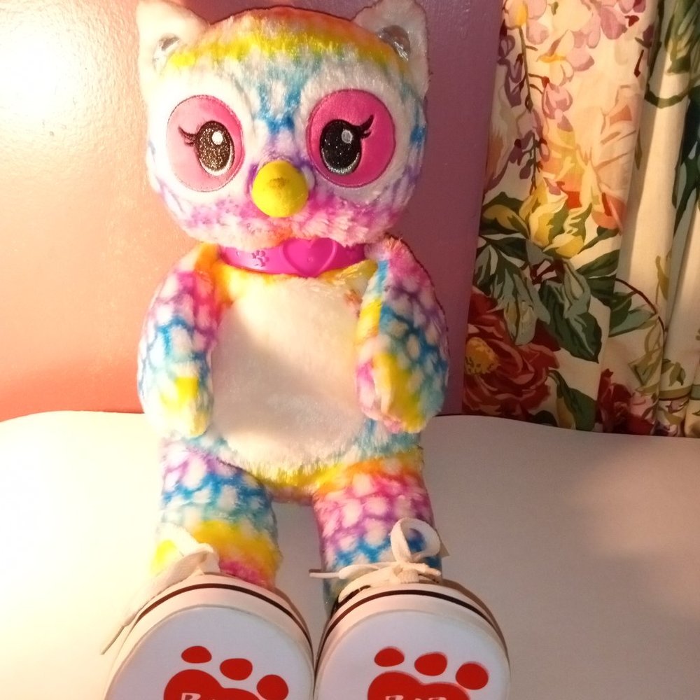 Build a Bear Workshop Rainbow OWL 17" Glitter Eyes Plush Stuffed Animal